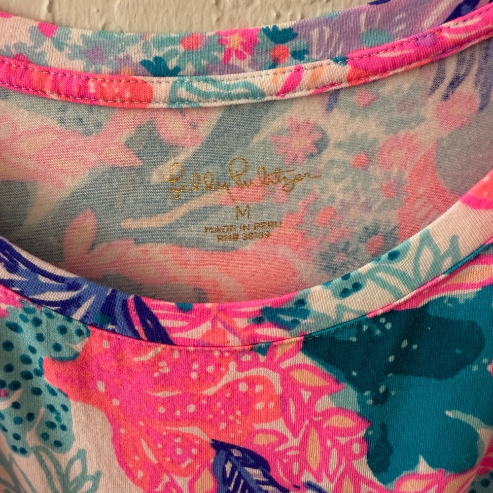 Lilly Pulitzer Women's Finn Top Seaside Carnivale Long Sleeve Pink White Size M - Picture 4 of 7